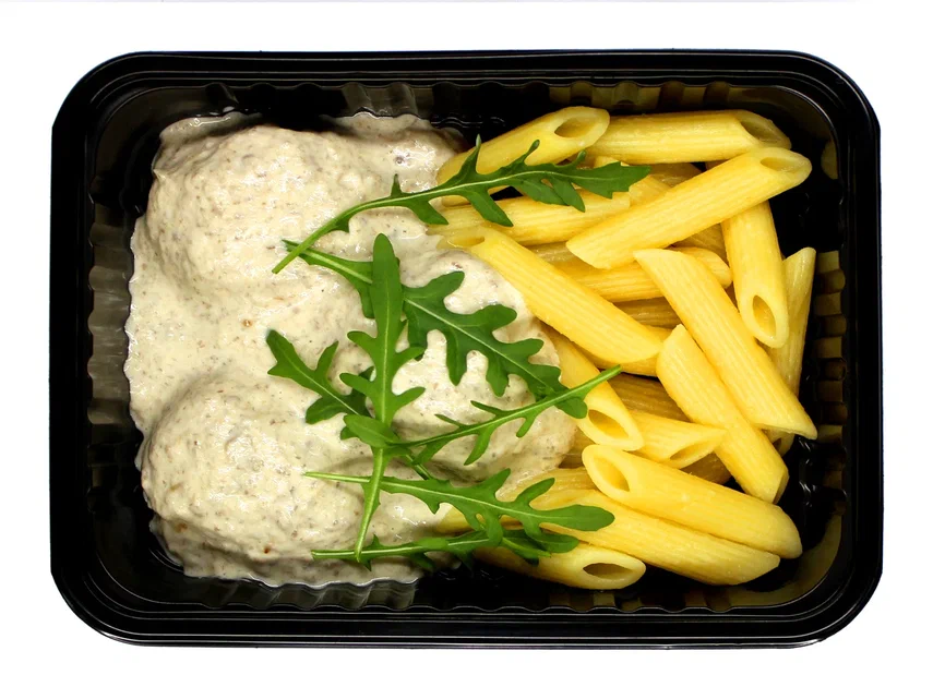 Polpette in Mushroom Sauce with Penne Rigate